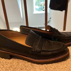 Madewell Black Leather Bradley Loafers 7.5 Lugsole Shoe